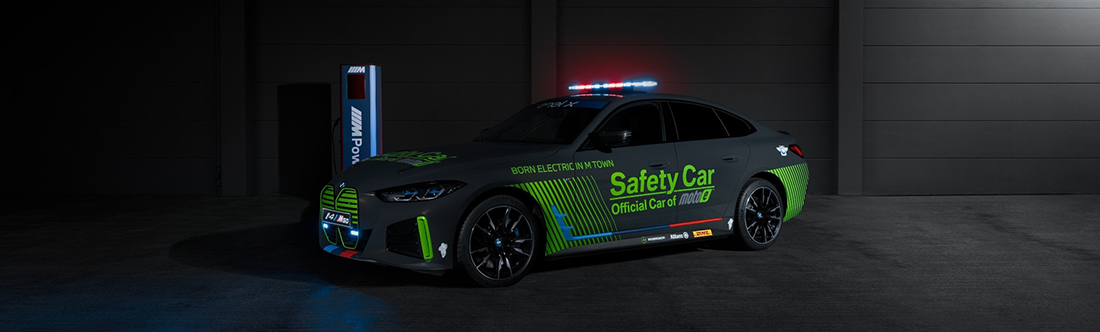 BMW i4 M50 100% eléctrico, nuevo coche oficial de la Copa del Mundo FIM Enel MotoE // Agosto de 2021